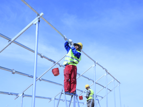 辛勤勇敢的施工人员